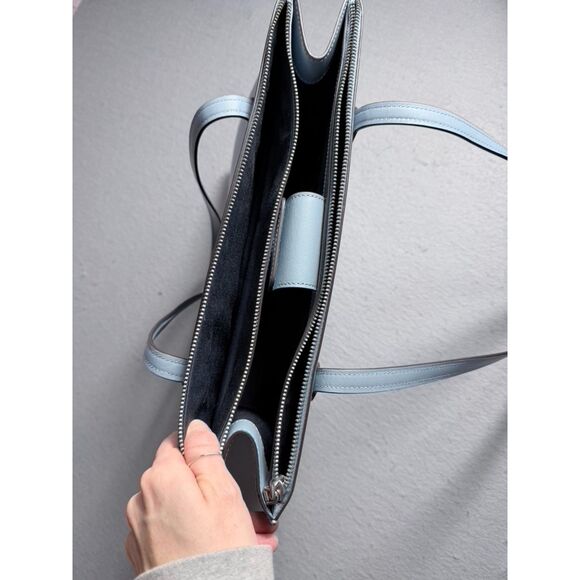 COACH Nina Large Light Blue Bag Classy Elegant Leather Purse - Picture 9 of 9